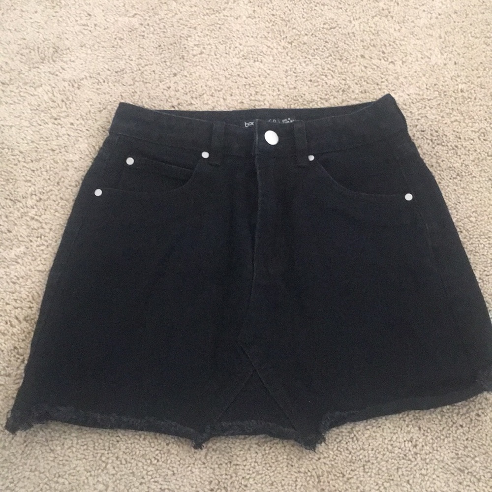 Black denim skirt